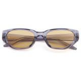 Narrow Cat Eye UV400 Sunglasses with Metal Temple Detail