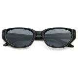 Narrow Cat Eye UV400 Sunglasses with Metal Temple Detail