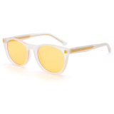 Round UV400 Sunglasses with Decorative Temples