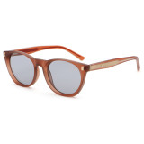 Round UV400 Sunglasses with Decorative Temples