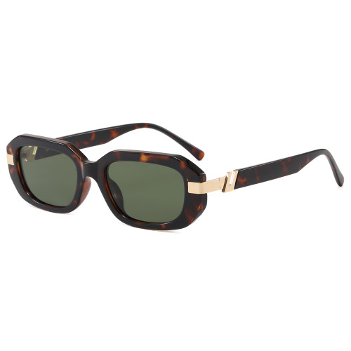 Rectangular Sunglasses with Metal Temple Accents
