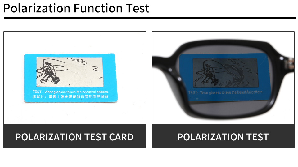 Polarization demonstration with a test card and a sunglass lens