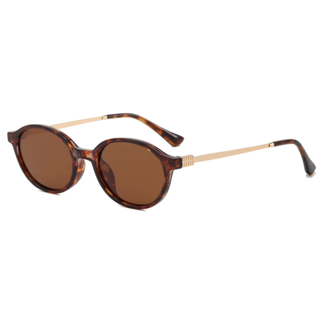 Retro Oval Eyewear with PC and Metal Frame in Tinted and Clear Lens Options