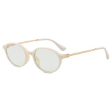 Retro Oval Eyewear with PC and Metal Frame in Tinted and Clear Lens Options