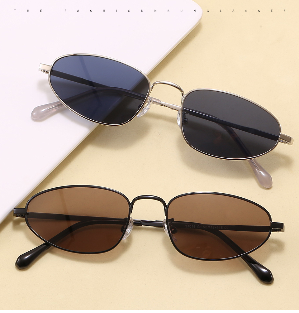 Two folded pairs in a styled tabletop display, showing the frame profile and lens colors.