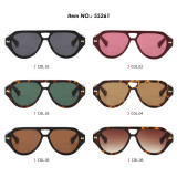Retro Hollow Triangle Bridge Pilot with Diamond Metal Temples Sunglasses
