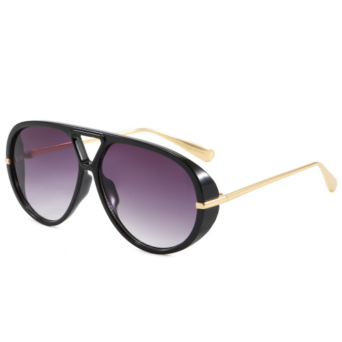 Retro Hollow Triangle Bridge Oversized Pilot Sunglasses for Women Men