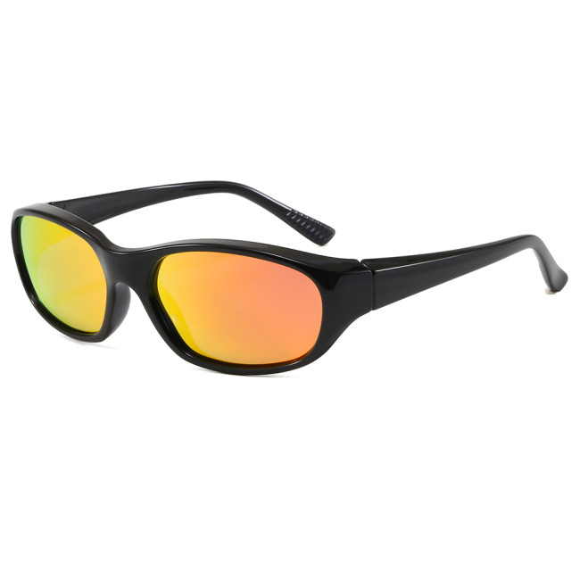 Retro Slim Oval Y2K Wrap Around Sports Polaried Sunglasses