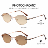 Rimless Photochromic Gradient Cat Eye Sunglasses