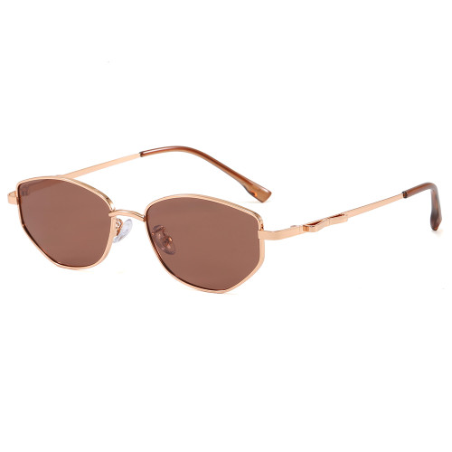 Y2K Slim Hexagonal Cat Eye Metal Frame UV400 Protection Sunglasses