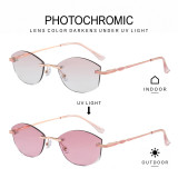 Rimless Photochromic Gradient Cat Eye Sunglasses