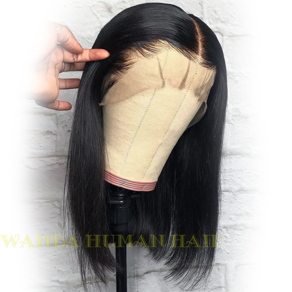 Us 129 00 Lace Front Bob Wigs Straight Human Hair Wigs For Women Brazilian Hair Closure Pre Plucked With Baby Hair Short Wig M Wandawigs Com