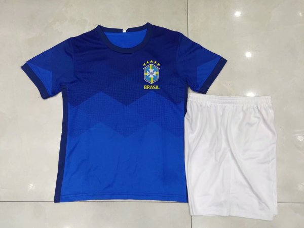 2021 Brazil Away Blue Kid Kit