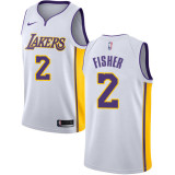 Lakers White V-Neck Hot Pressed Jersey