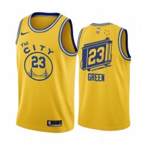 Golden State Retro Yellow  Hot Pressed Jersey
