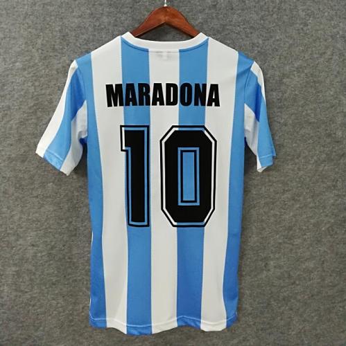 1986 Argentina  Home Jersey with 10# MARADONA