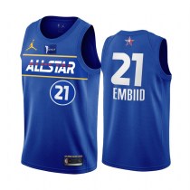 2021 NBA All Star Blue  21#EMBIID  Hot Pressed Jersey