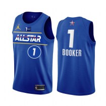 2021 NBA All Star Blue  1#BOOKER Hot Pressed Jersey