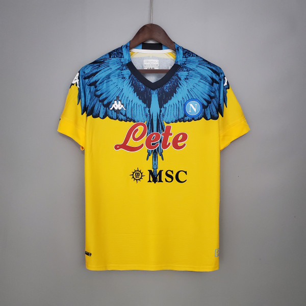 Napoli Yellow blue Kappa × Marcelo Burlon Soccer Jersey