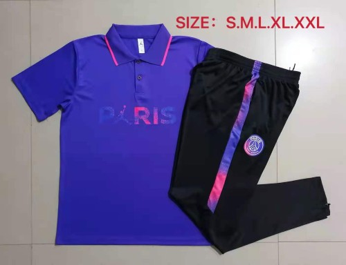21-22 PSG Jordan Purple Polo Short Sleeve Suit