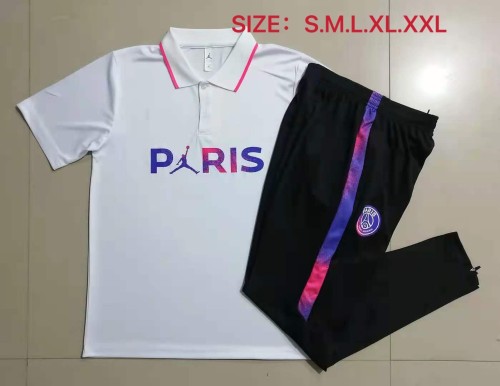 21-22 PSG Jordan White Polo Short Sleeve Suit