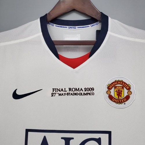 08-09 Manchester United  Champions League away white fans jersey/08-09 曼联欧冠客场球迷