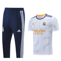 21-22 Real Madrid White Short sleeve training Suit（cropped pants）