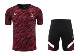 21-22 AC Milan Red and black Short Sleeve Suit(With short)