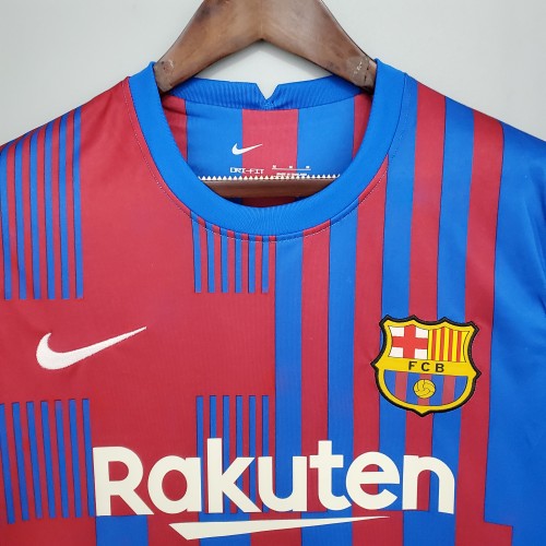 21-22 Barcelona Home Long Sleeve Fans Jersey