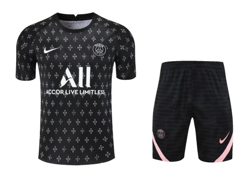 21-22 New PSG Black short sleeve Suit(With short)