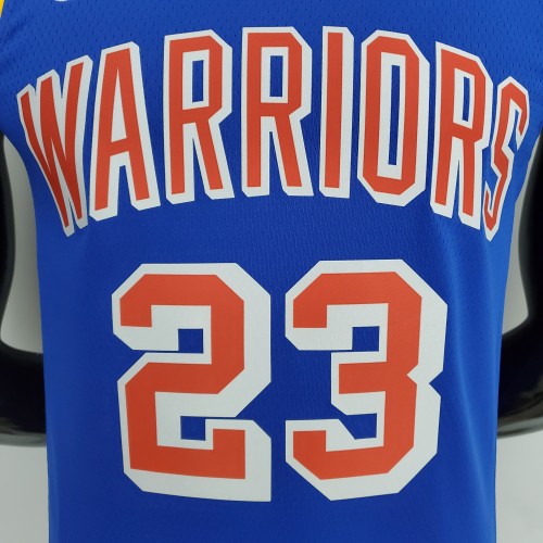 75th Anniversary Green#23 Warriors Vintage Blue NBA Jersey