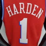 76ers Harden #1 V-Neck Red