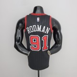 75th Anniversary Rodman#91 Bulls Flyers Black NBA Jersey