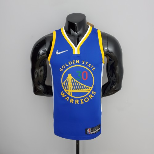 Retro 75th Anniversary Golden State Warriors CURRY#30 Mexico Blue NBA Jersey