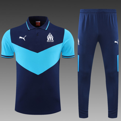 Marseille POLO kit royal blue Short Sleeve Suit