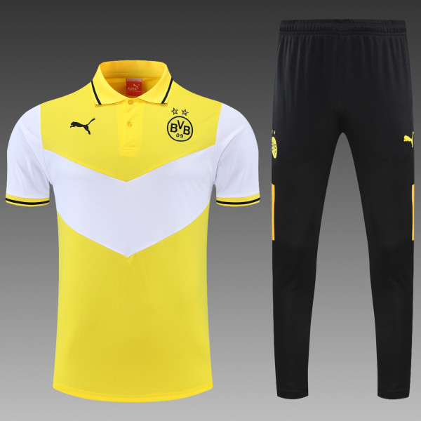 Dortmund POLO kit yellow and white Short Sleeve Suit