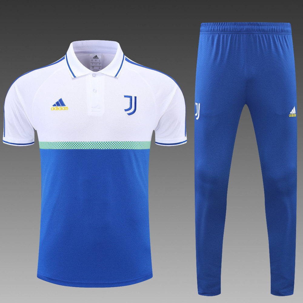 Juventus POLO kit blue and white Short Sleeve Suit