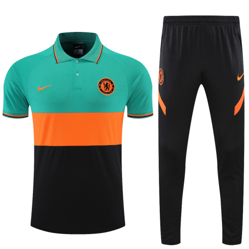 Chelsea POLO kit black orange green Short Sleeve Suit