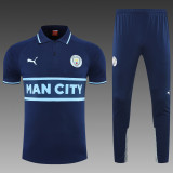 Manchester City POLO kit royal blue Short Sleeve Suit