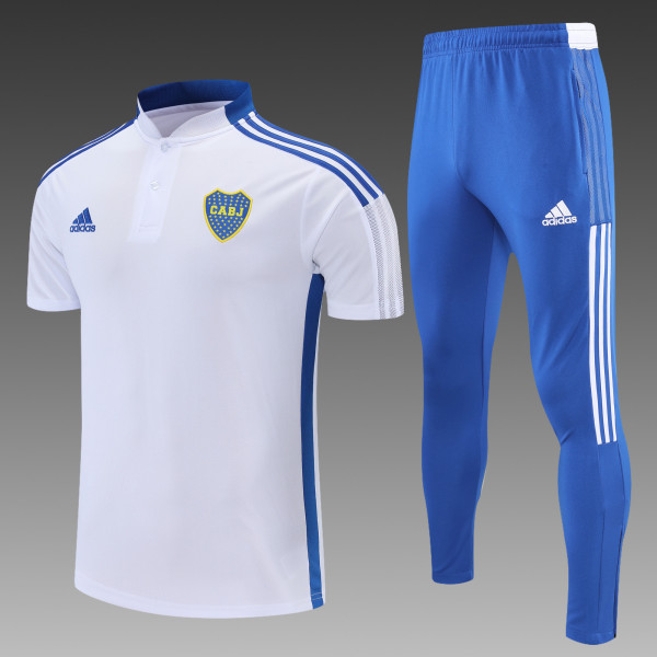 Boca Juniors POLO White Blue Short Sleeve Suit
