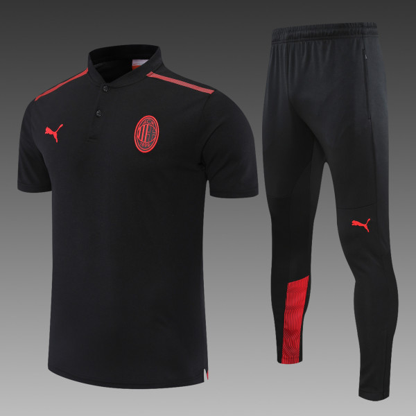 AC Milan POLO Black Short Sleeve Suit