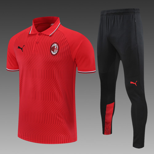 AC Milan POLO Red Short Sleeve Suit