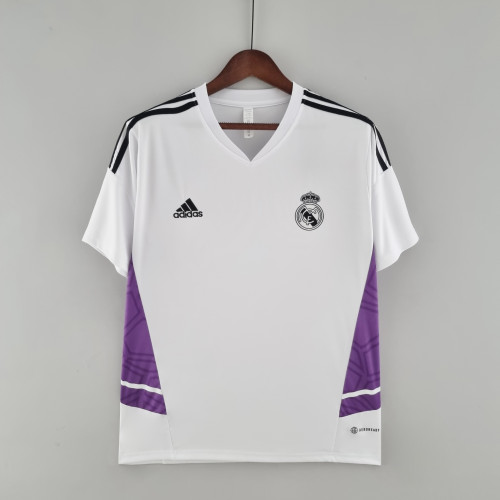 22-23 Real Madrid Training White Purple Fans Jersey