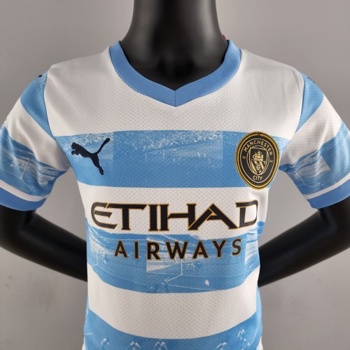 22-23 Man City Limited Edition Blue and White Kid Kit