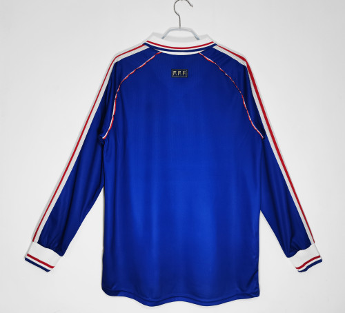 1998 France Home Long Sleeve with Match Detail Retro Jersey/1998 法国主场长袖带比赛细节