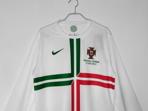 2012 Portugal White  Long Sleeve Retro Jersey