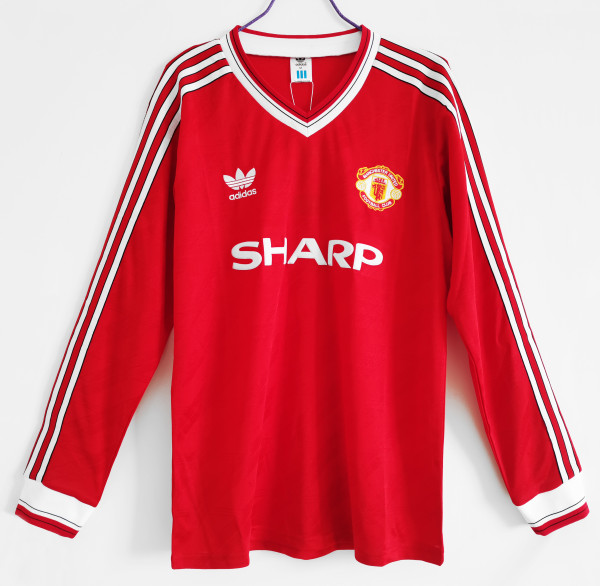 1986 Manchester United Home  Long Sleeve Retro Jersey