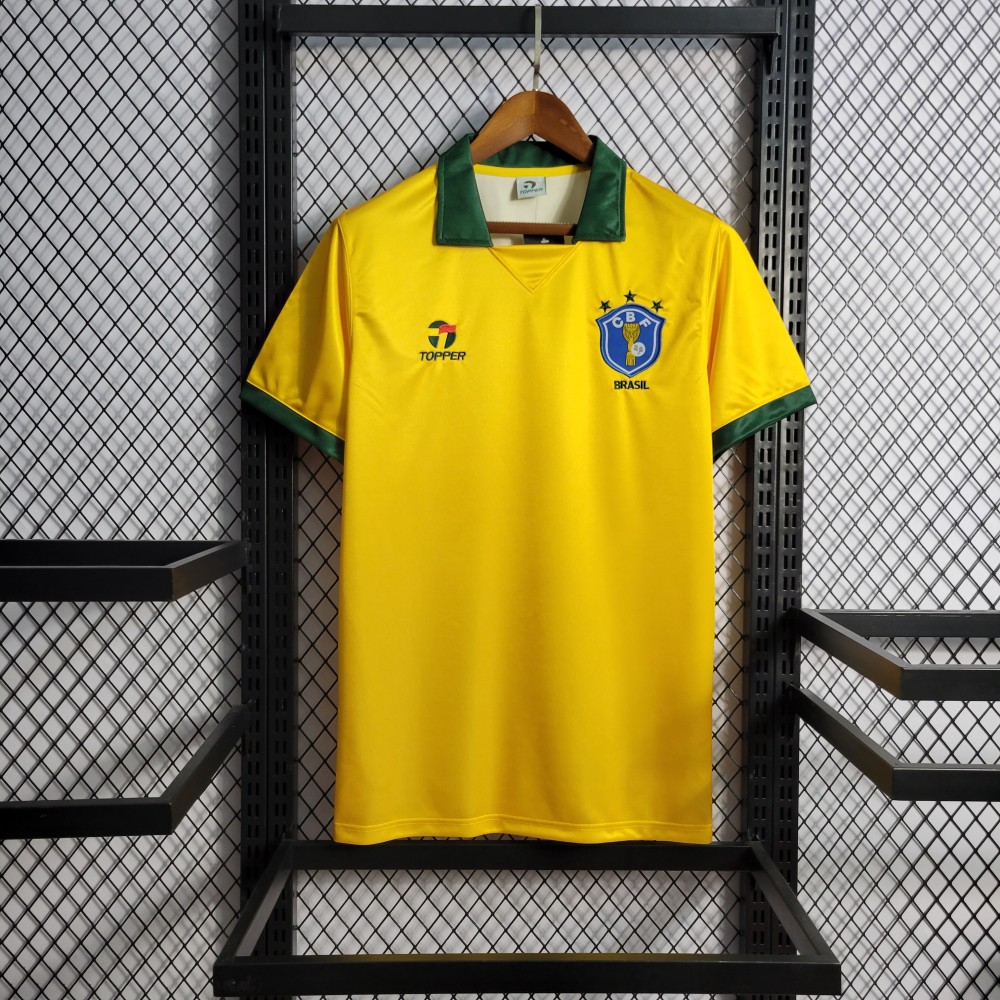 1988/91 BRAZIL Vintage Topper Home Football Shirt Jersey (S