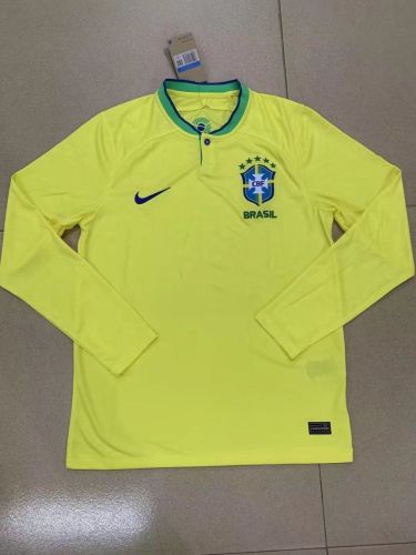 2022 World Cup Brazil Home Long Sleeve Fans Jersey