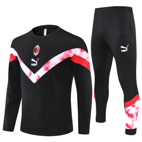 22-23 AC Milan Black Round Neck Training suit